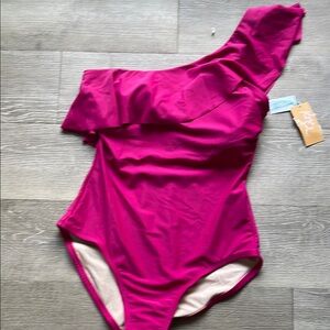 Kona Sol Pink Asymmetrical One-Piece Swimsuit